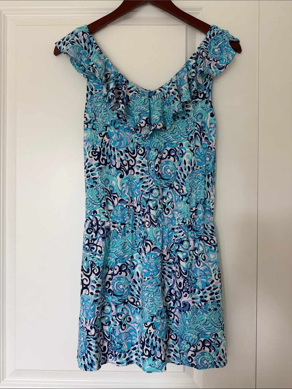 Lilly Pulitzer Blue Seashell Print V-Neck Women’s Romper- Size XS